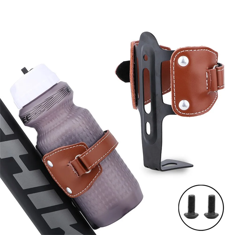 

Bicycle Cowhide Water Bottle Cage MTB Road Folding Bike Drink Cup Holder Rack Cowhide + Aluminum Alloy Bicycle Accessories