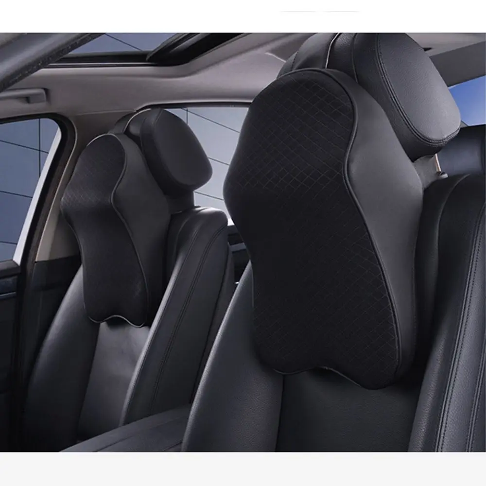

Car Seat Headrest Car Head Restraint Neck Rest Headrest Soft 3D Space Memory Foam Leather Auto Headrest