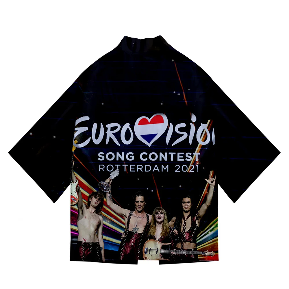 

Maneskin 3D Summer Holiday Women/Men's Three Quarter Sleeve Sexy Style Blouse Kawaii Style Fashion Kimono