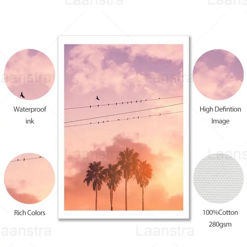 

Nordic Home Decor Animal Wall Art Canvas Painting Bird On Wire Sunset Flamingo Friends Posters and Prints for Living Room Mural