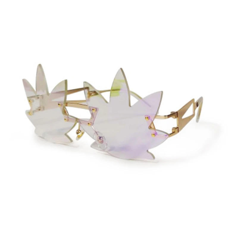 

new fashion large frame maple leaves sunglasses for women 2020 luxury brand rimless sun glasses men party dance eyewears shades