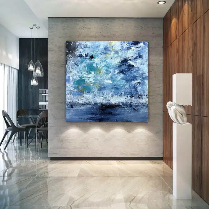 Большая абстрактная живопись, современное искусство, красочная живопись, абстрактное искусство на холсте, красочный абстрактный, текстурированный Настенный декор B2c005