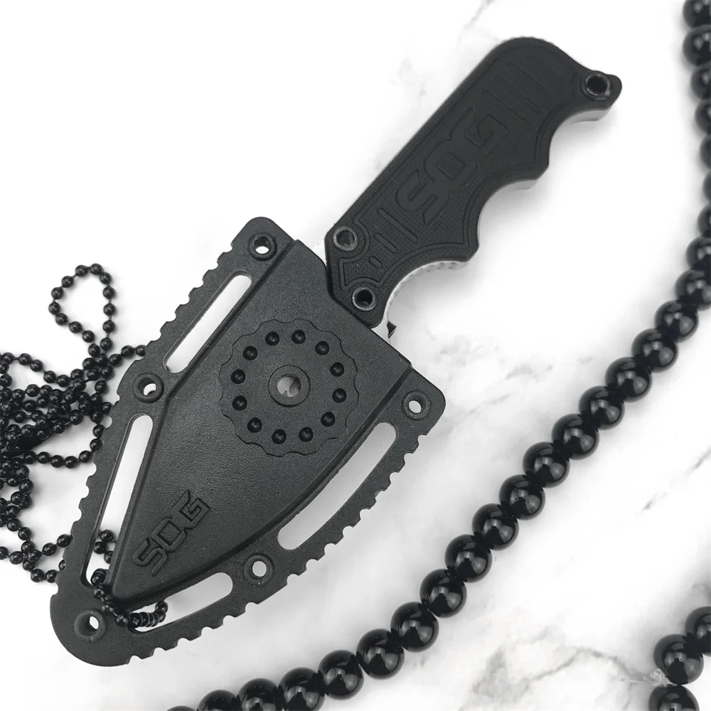 Полноценный, прочный нож SOG с изогнутым клинком, рукоятью из G10, легкий миниатюрный карманный инструмент EDC с многоцелевым кольцом для ношения на шее и пластиковым ножными из АБС.