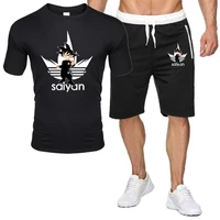 summer printing mens short sleeved t shirt suit shorts sports suit youth leisure two piece suit