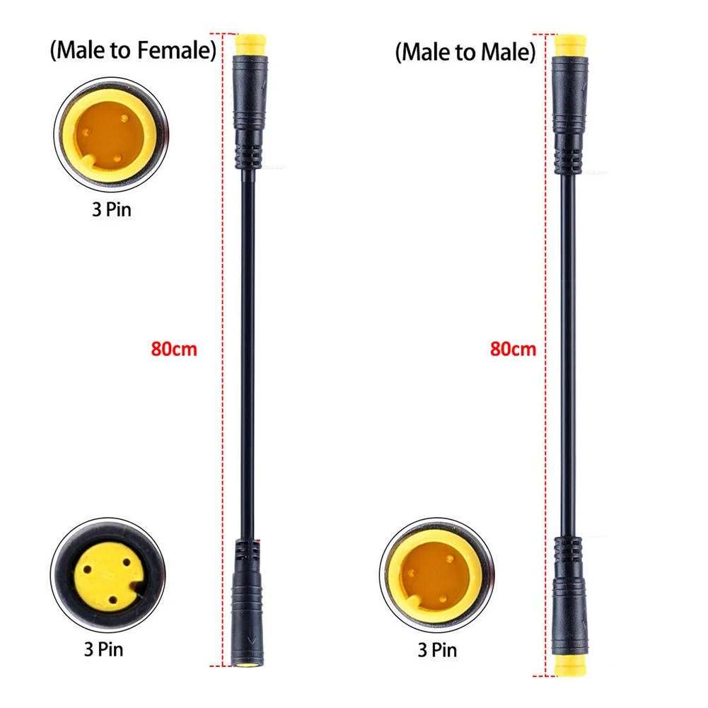 3pin 80cm schwarz kunststoff signal linie verlängerung kabel für ebike fahrrad zubehör signal kabel ersatz free global shipping