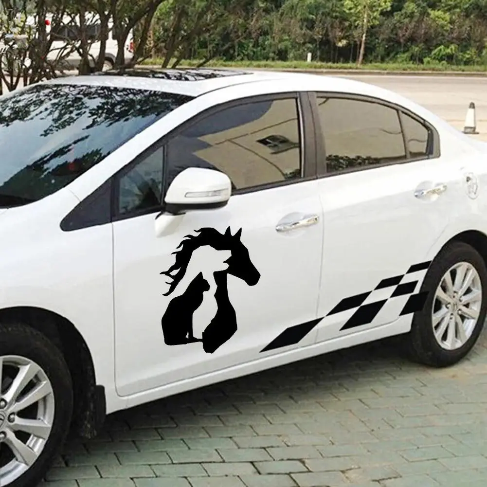 Автомобильная наклейка s черная Милая лошадь собака кошка для ноутбука грузовика