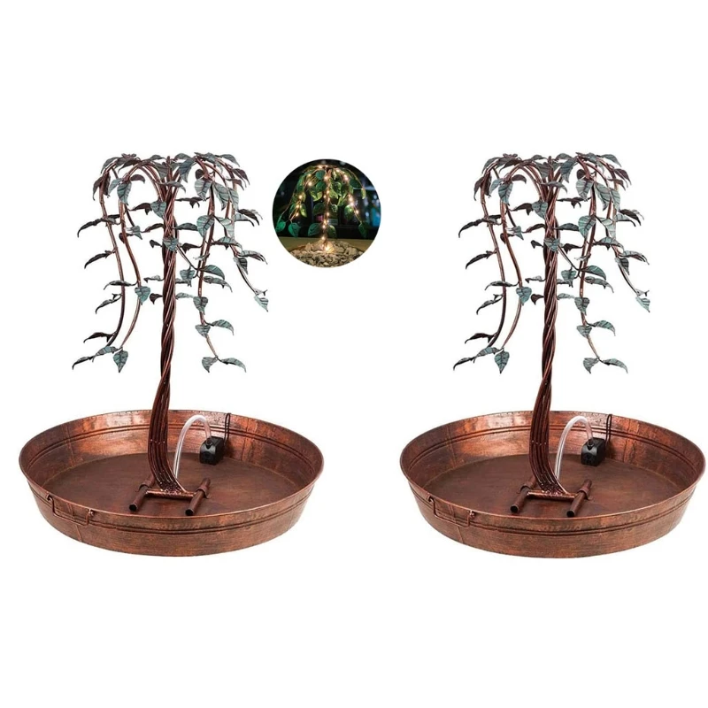 

Wrought Iron Simulation Willow Statue Fountain Light Creative Garden Statue