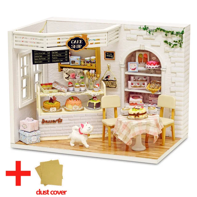 H014 with cover Кукольный дом мебель DIY Миниатюрная модель пылезащитный чехол 3D Деревянный кукольный домик рождественские подарки игрушки для детей дневник котенка H013# E - Цвет: H014 with cover