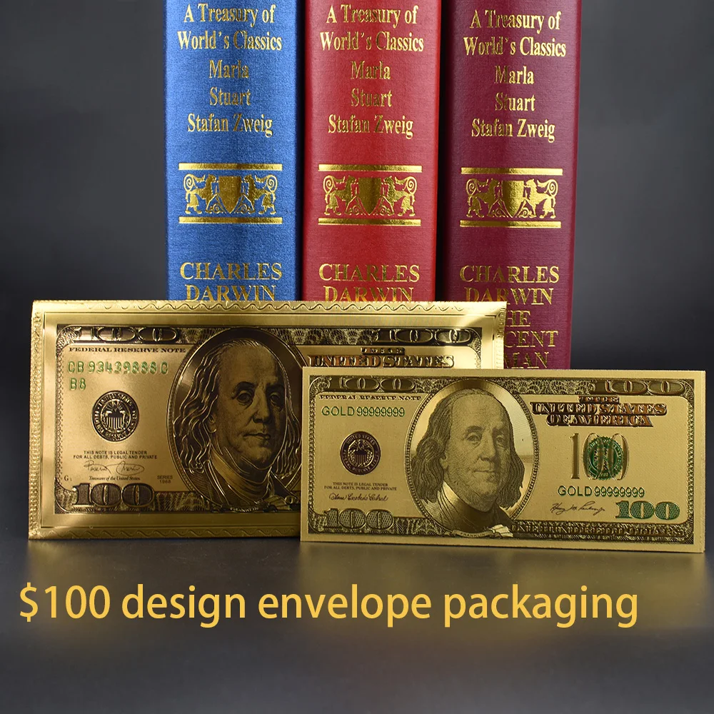 10 шт. 100 долларов банкнот поддельные деньги 24 к позолоченные доллары украшение