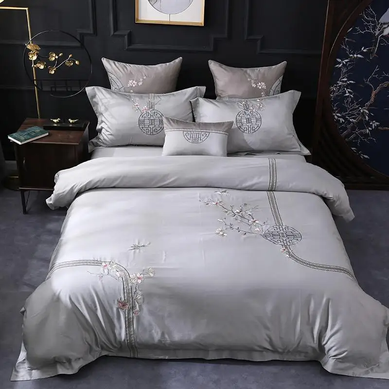 J2 с вышивкой в китайском стиле Постельное белье автоматическая крышка King Размеры