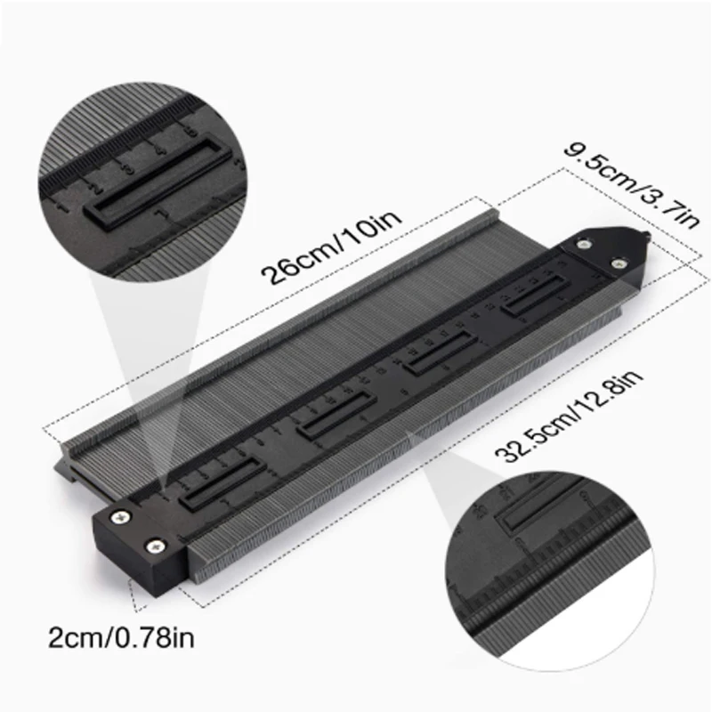 10'' Plastic Contour Duplication Gauge Carpenter Tool Radiant Ruler Meter Marking Tile Cuts Wood Tiling Measuring Tools |