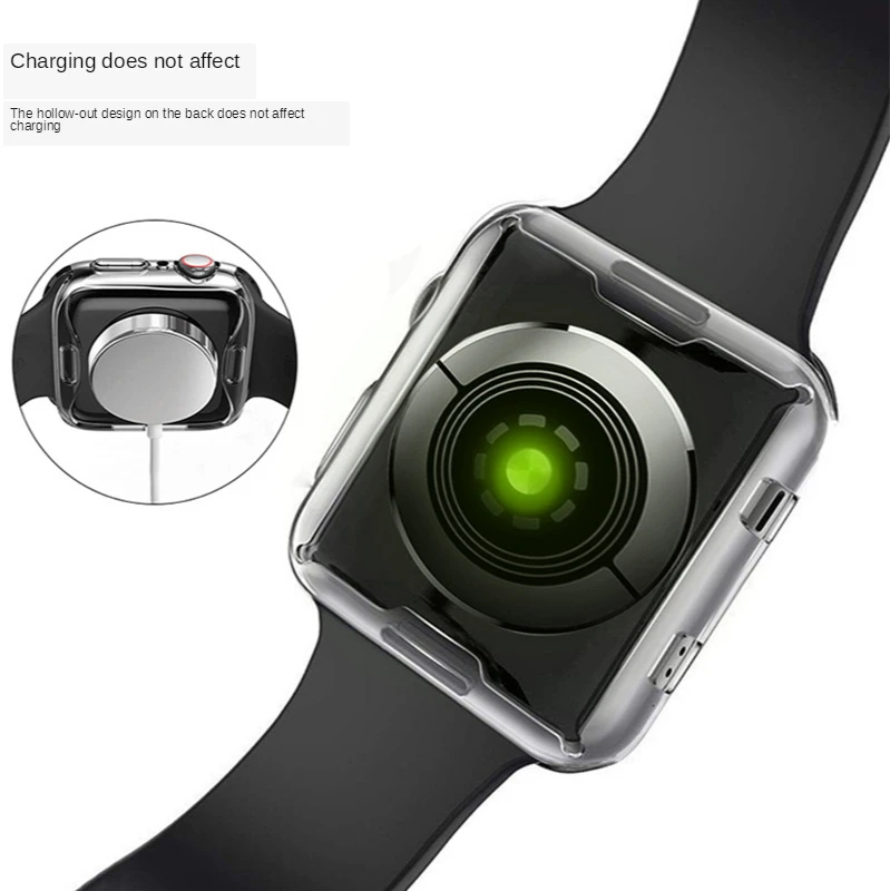 

Slim Full Case for Apple Watch Series 6 5 4 3 2 1 SE Silicone Cover for iWatch 38 40 42 44MM Clear Screen Protector