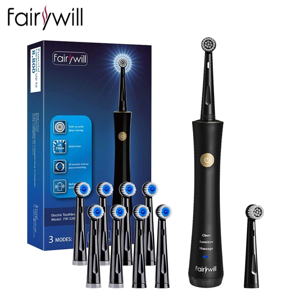 Fairywill Sonic Electric Toothbrush FW2205 USB Charge Rechargeable Replacement Heads Waterproof Smart Timer Whitening for Adult