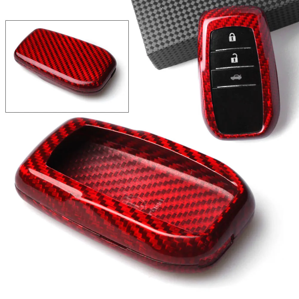 

Чехол для дистанционного ключа из углеродного волокна для Toyota Corolla Camry Crown, красные автомобильные аксессуары