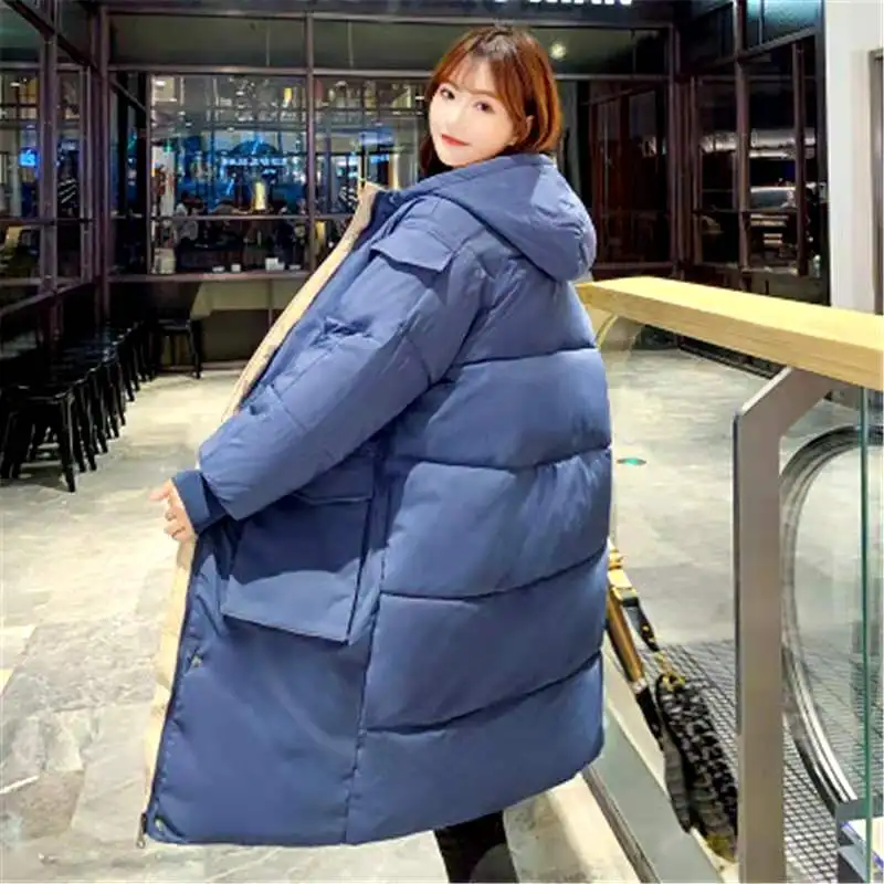 

2020 hooded winter down jacket for women plus 2XL long thickened warm loose cotton winter coat for women