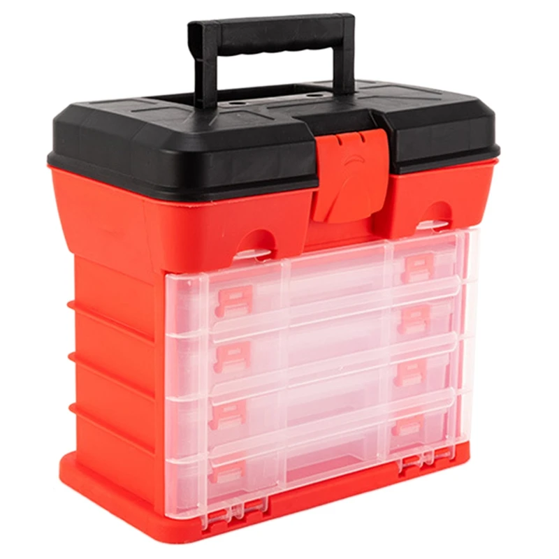 

Fishing Tool Box Multi-Layer Bait Storage Box Plum Red Square Hardware Tool Fishing Storage Car Repair Portable Tool Box