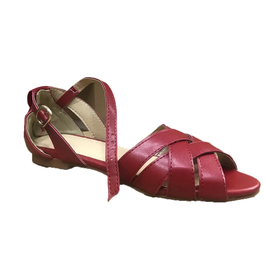 

Summer Women's Sandals Retro PU Leather Sandals Ladies Roman Flats Women Shoes sandalias mujer 2020 Open Toe Casual Shoes