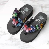 fashion new 2022 summer handmade butterfly slippers solid platform sandals wedges footwear beach outside women flips flops
