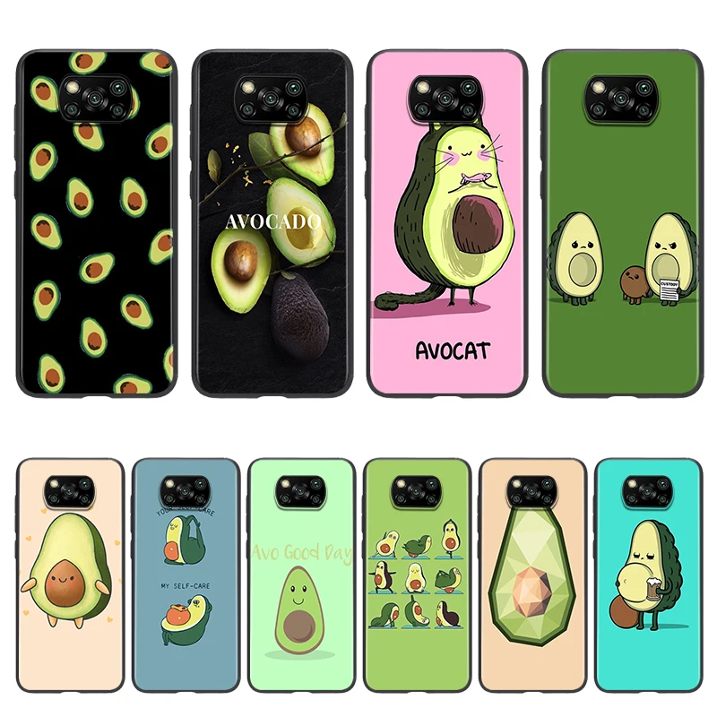 

Cute Cartoon Avocado Food For Xiaomi POCO M3 M2 C3 X3 NFC F2 F3 Pro X2 F1 Pro Mi Play Mix 3 A3 A2 A1 6 5 lite Phone Case