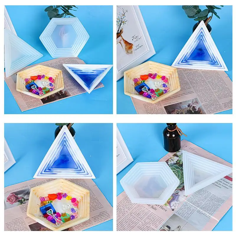 

Triangle Hexagon Tray Silicone Mold For Epoxy Resin DIY Crystal Storage Tray Resin Mold Fruit Jewelry Plate Crafts Making Tools