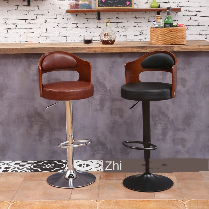 30% B барный стул из цельного дерева Европейский домашний ретро со спинкой