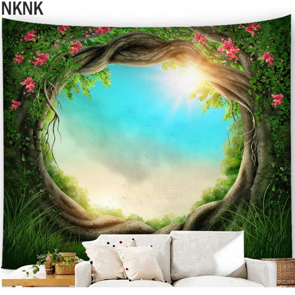 

Psychedelic Tree Tapestry Wall Hanging Forest Landscape Moon Tapestry Tree Hole Nature Witchcraft Carpet Wall Cloth Tapestries