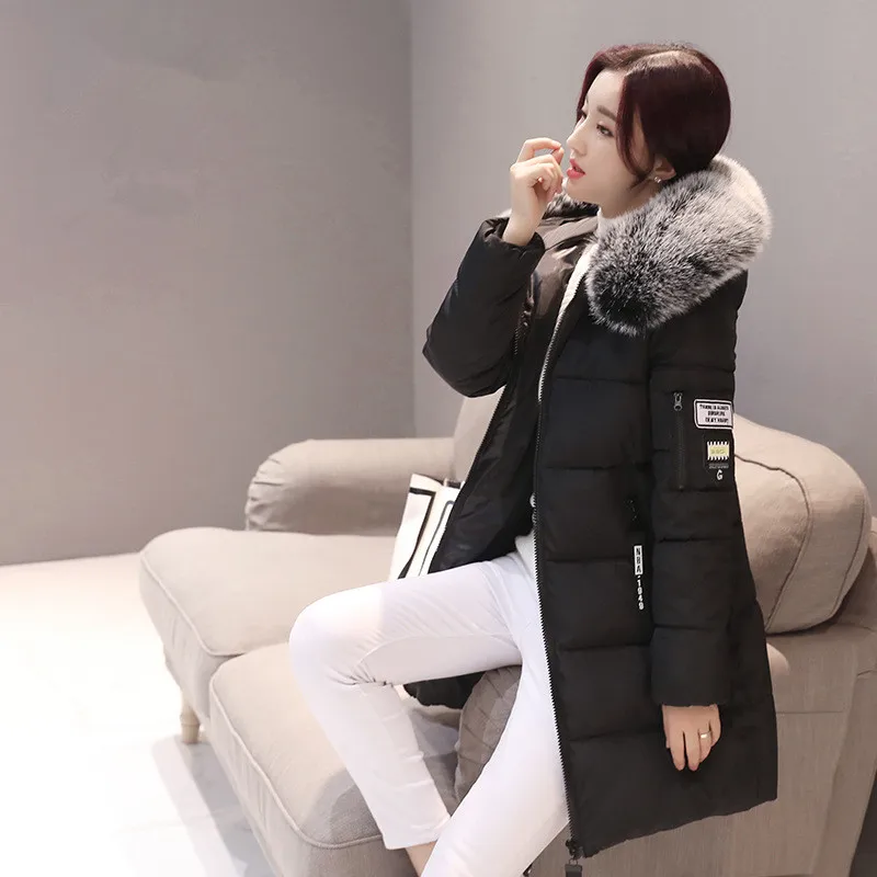 Parka Women Winter Coats Long Cotton Casual Fur Hooded Jackets Women Thick Warm Winter Parkas Female Overcoat Coat 2019 MLD1268