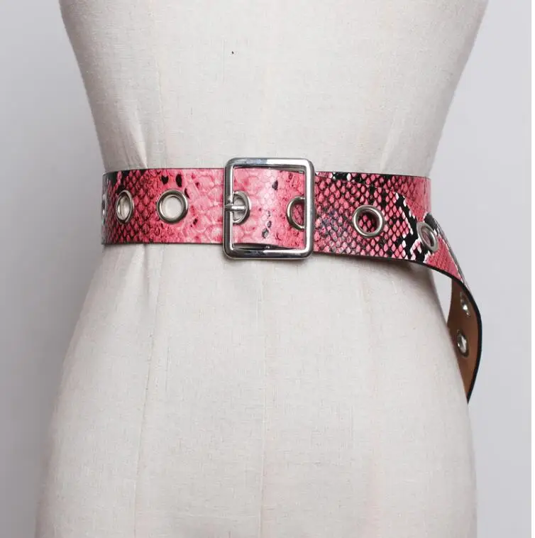 Женское модельное платье из искусственной кожи со змеиным принтом широкий пояс с