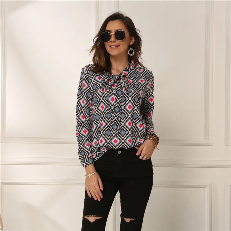 Женская рубашка с длинным рукавом Повседневная клетчатая составного кроя