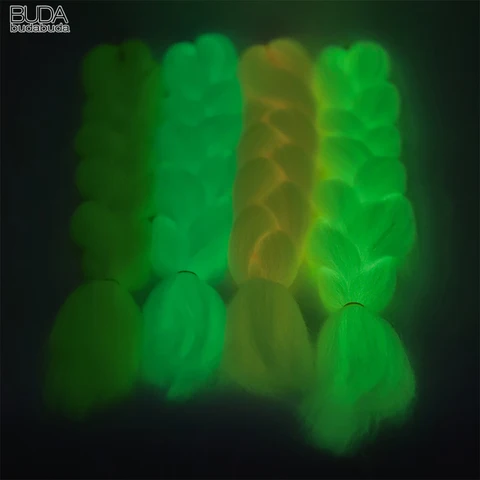 Волосы для наращивания Budabuda, синтетические плетеные косички Джамбо, 24 дюйма, Сияющие в темноте светильник светящиеся удлинители волос для женщин