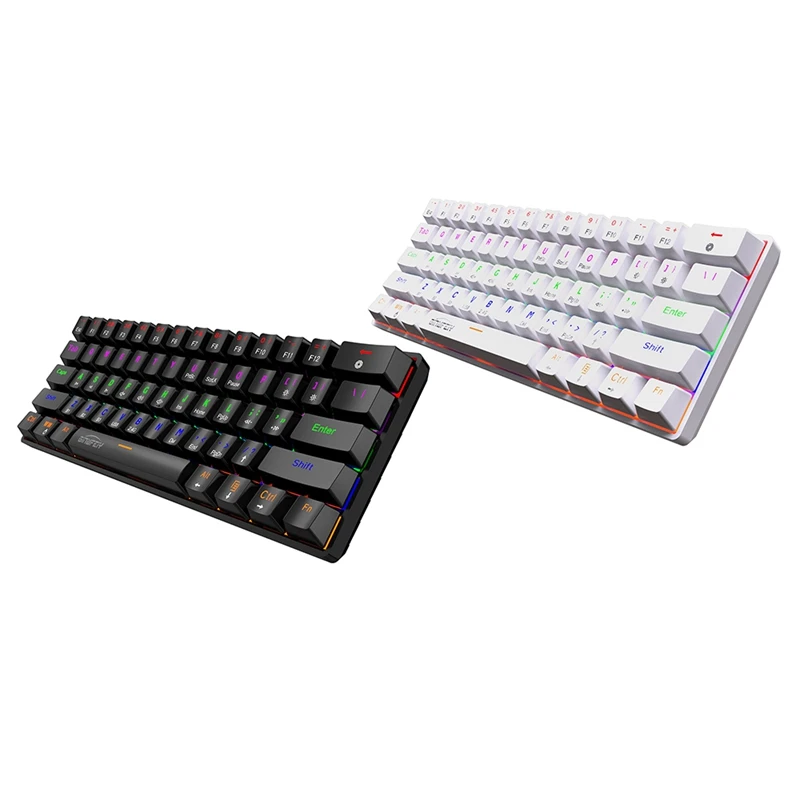 

GINWFEIY Mechanical Keyboard 61-Key Portable 2.4G Wireless Bluetooth Three-Mode Illuminated Gaming Keyboard