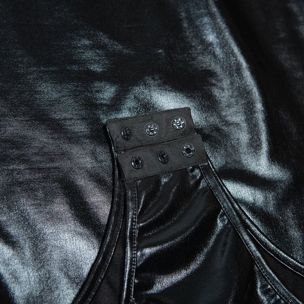 Боди женское демисезонное из ПУ кожи с длинным рукавом и круглым вырезом |