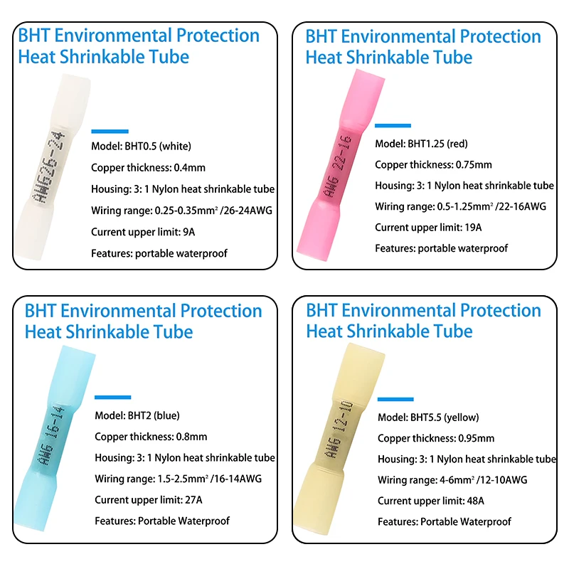 50 шт. термоусадочные клеммы для проводов 26-10 AWG