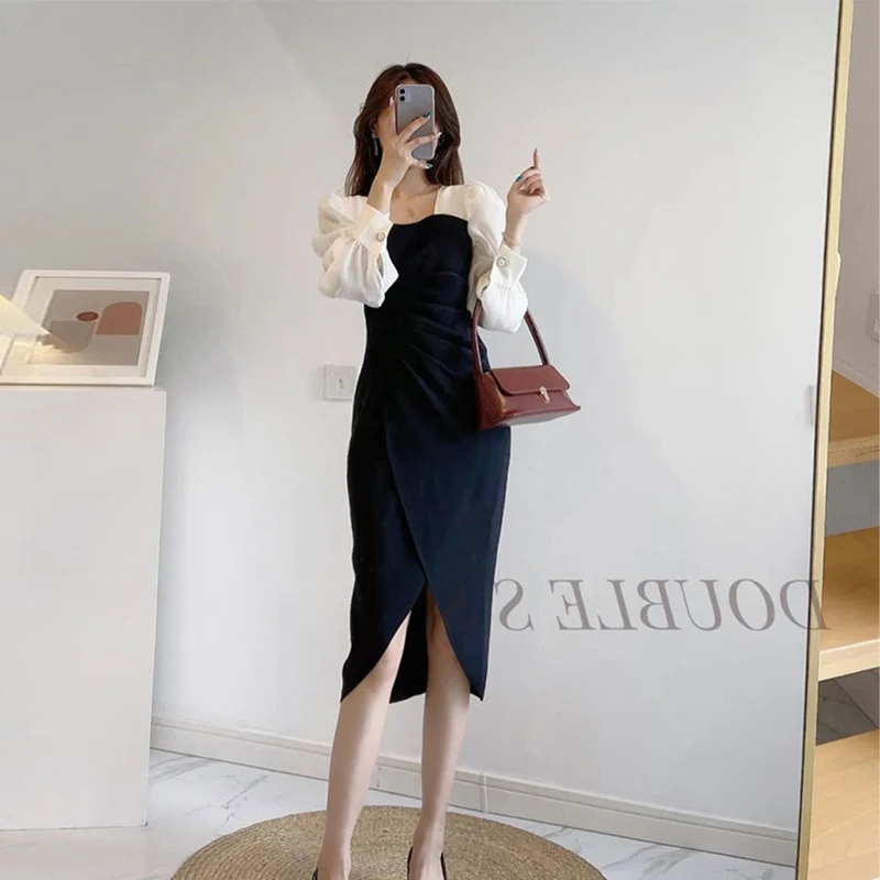 

2021 new female French Hepburn style small black dress design sense niche high-end sense small fragrance dress