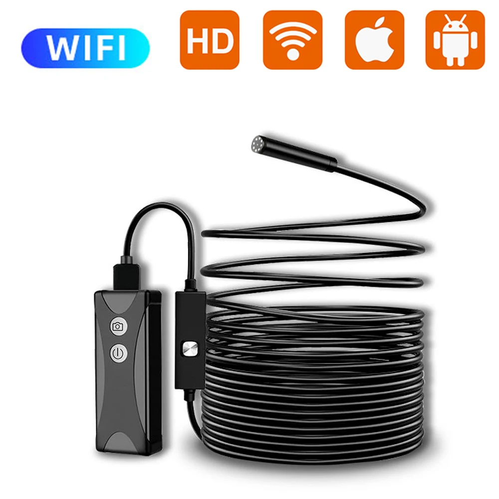 

WiFi Endoscope Camera 8MM 8LED 1200P mini Industrial Inspection Borescope Camera for Cars IPhone Android mobile Phone Endoscopy