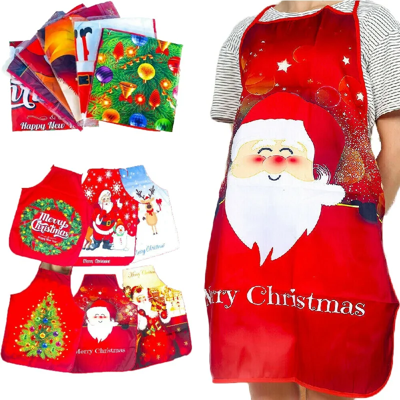 

Christmas Apron Lovely Xmas Santa Claus Snowman Printing Kitchen Baking Cleaning Bib Aprons 2020 New Year Christmas Gifts Women