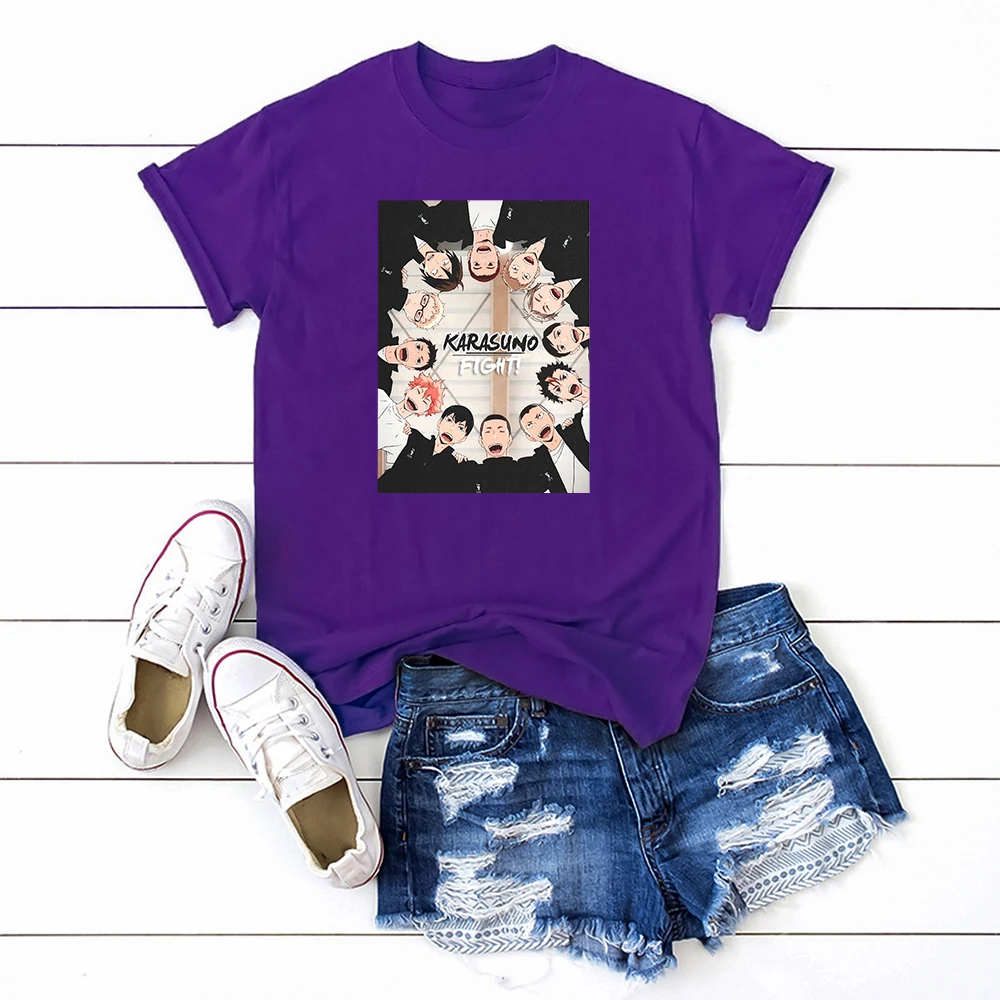 Футболка Haikyuu женская с японским аниме качественная хлопковая рубашка рисунком