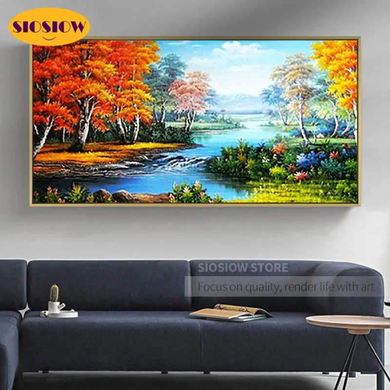 Алмазная 5d картина сделай сам пейзаж лес в осеннем стиле 3d вышивка крестиком