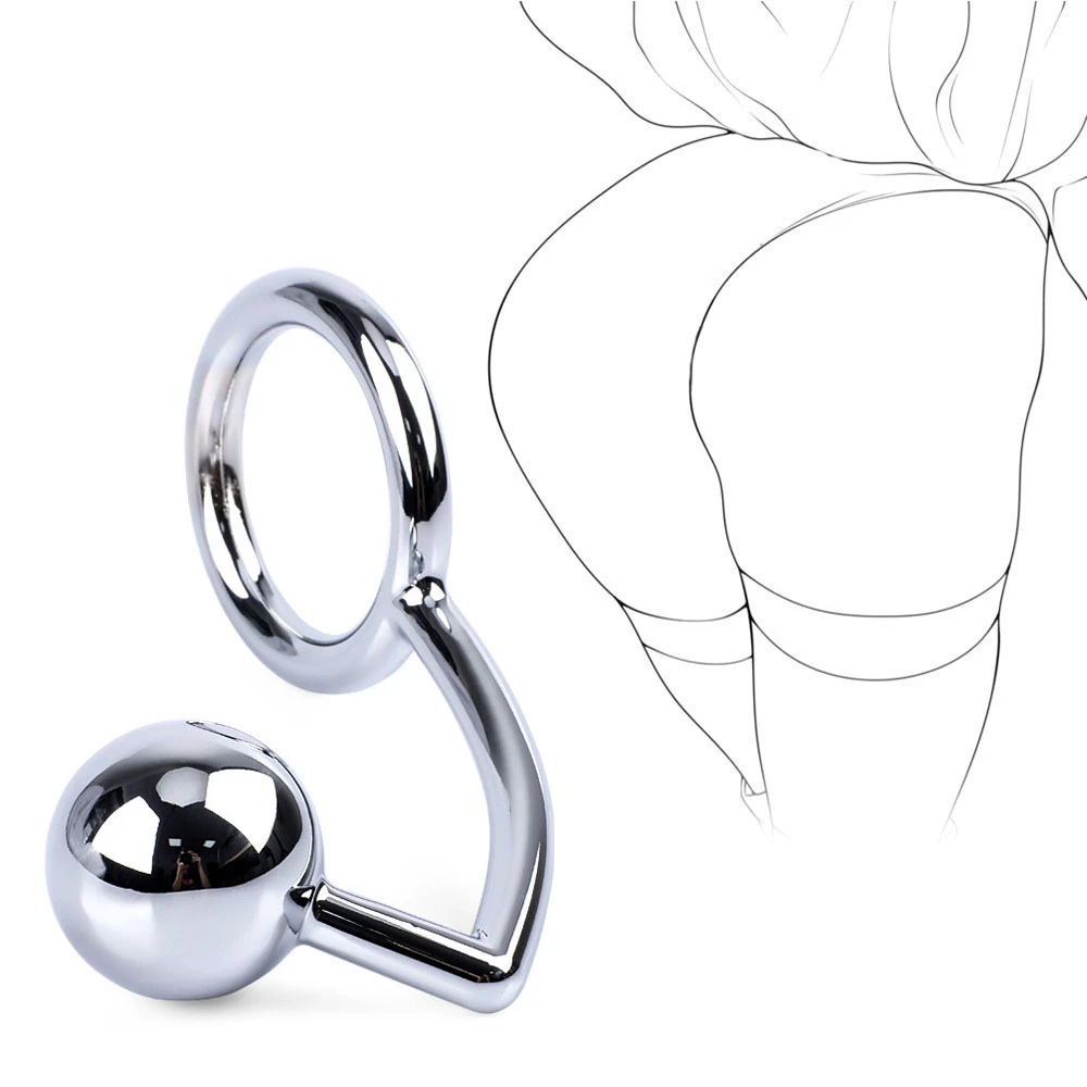 Anal Hook Stainless Steel Butt Plug Ball Hole 40mm/45mm/50mm Penis Cock Ring Metal Chastity Device Couple Sex Toys For Women Men | Красота и