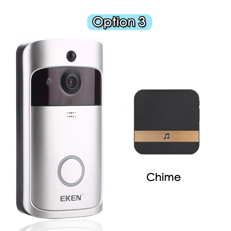 Option 3 EKEN V5 смарт WiFi видео дверной звонок камера визуальный домофон с колокольчиком ночного видения IP дверной звонок беспроводная домашняя камера безопасности - Цвет: Option 3