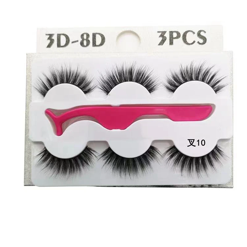 

New 3D False Eyelashes Thick Cross Light Nude Makeup Lashes 3 Pairs of Natural Simulation Set