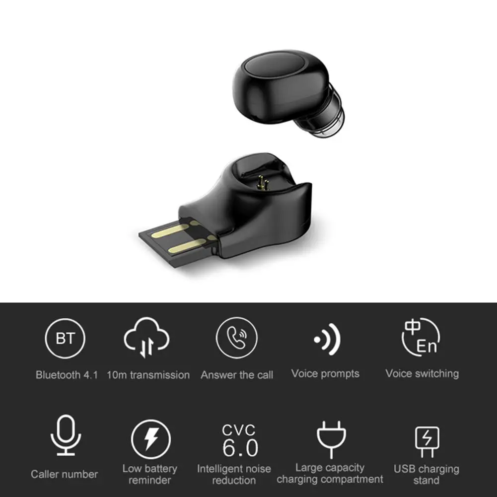 

1Pc Car Hands Free Call USB Charger Mini Wireless Bluetooth In-Ear Earphone