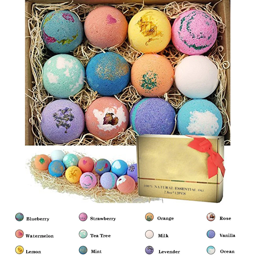 12Pcs Aromatic Shower Salt Ball Body Cleaner Bath Bombs Bubble Stress Relief Moisturizing Exfoliating Skin Care |