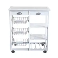【USA READY STOCK】Kitchen & Dining Room Cart 2-Drawer 3-Basket 3-Shelf Storage Rack with Rolling Wheels White