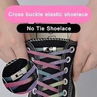 new elastic locking shoelaces cross buckle candy flats no tie shoelace quick sneakers locking shoe laces kids adult shoelaces