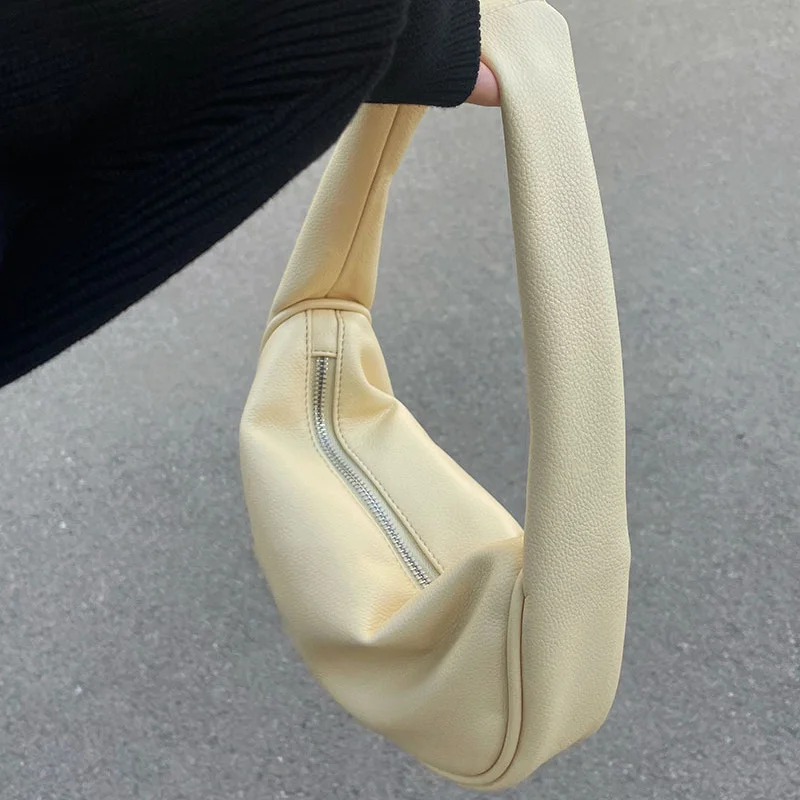 

Fashion Tote Bag 2021 Women Pure Color Shoulder Underarm Hobos Bags Casual Ladies Zipper Top-handle Handbag Armpit Bag Clutches