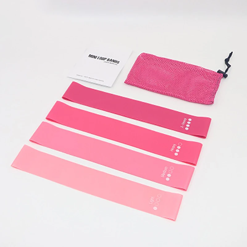 

Pink Gradient Tension Ring Four-piece Yoga Resistance Band Stretching Resistance Hip Ring Latex Anti-skid Push Hip Tension Band