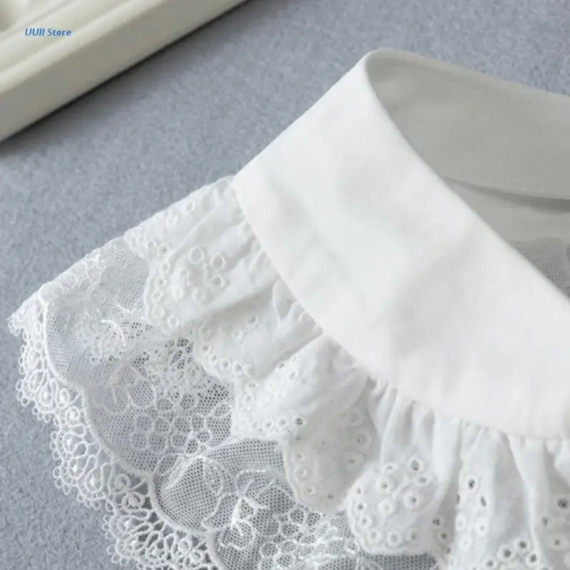 

Two Layers Lace Trimmed False Shirt Collar Fashionable Faux Collar Tie Women