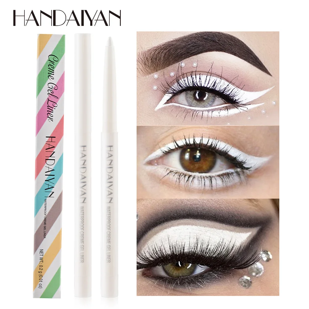 

HANDAIYAN White Matte Eyeliner Gel Pencil Easy to Wear Colorful Yellow Blue Eye Liner Pen Cream Makeup Cosmetics 20 Color Option