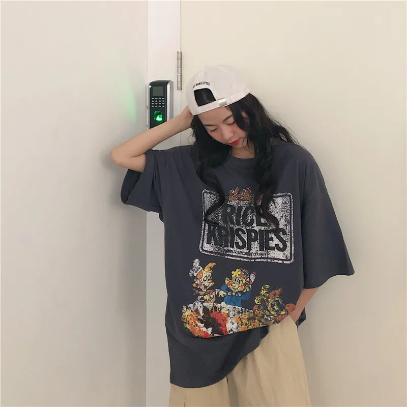 Женские винтажные футболки с мультяшным принтом карликов повседневные длинные